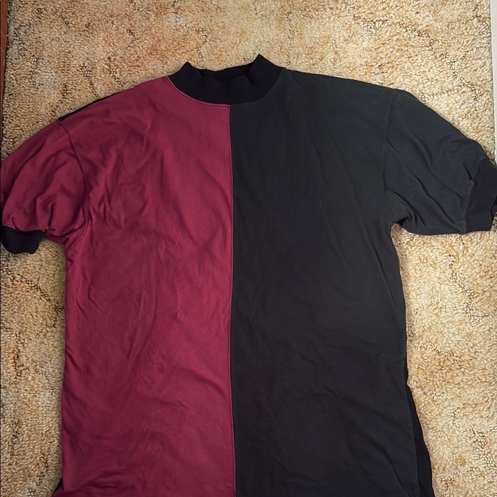 Two-Tone Black and Maroon T-Shirt